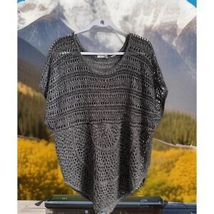 Y2K Sweater Vest MUDD Gray Knit Beachy Short Sleeve Boho Festival Grunge L 90s